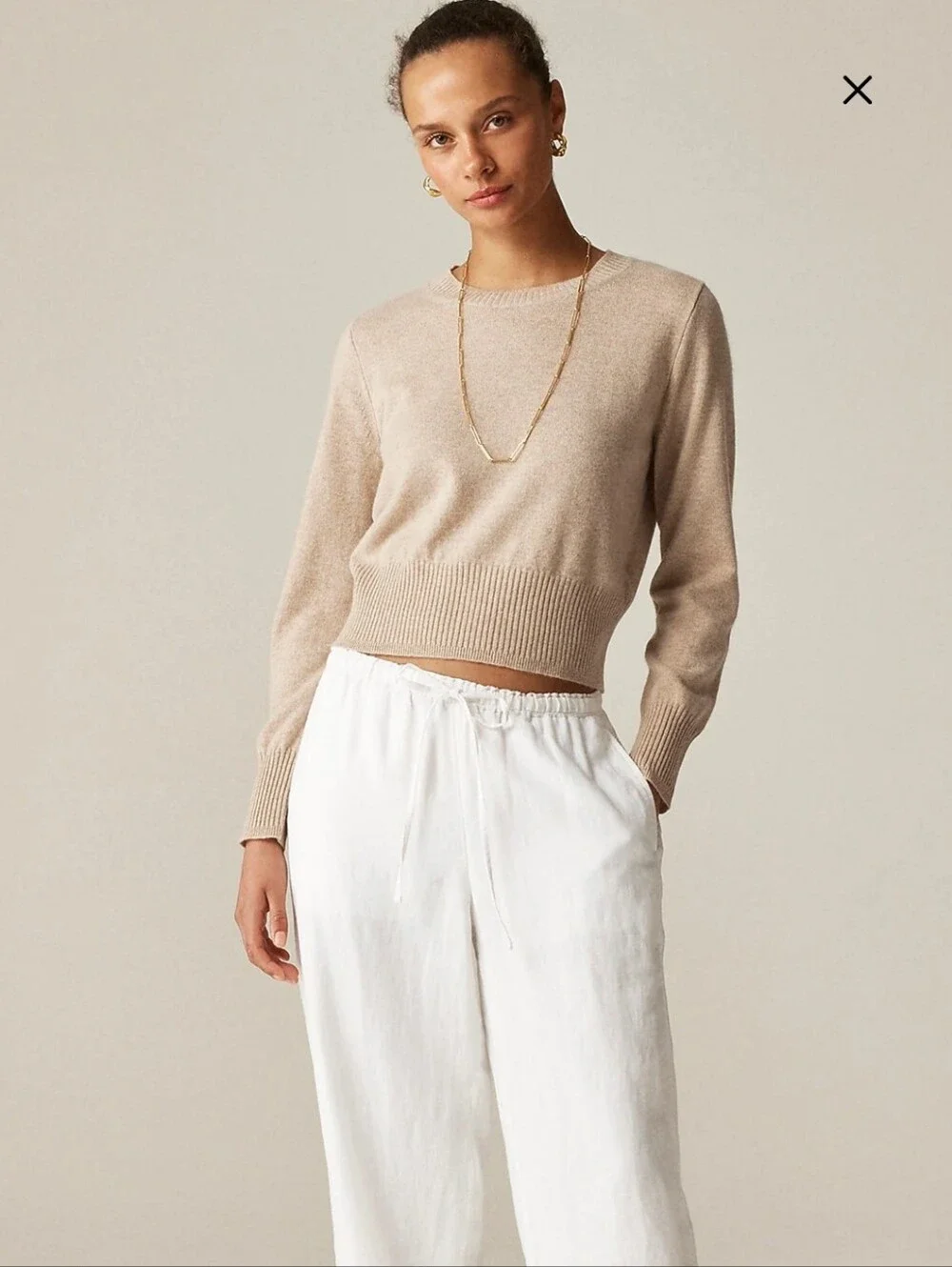 J. Crew Soft Taupe Crewneck Sweater Cashmere